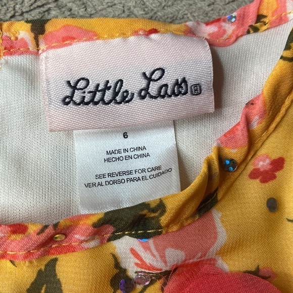 Little Lass Girls Dress Bell Ruffled Sleeves Sequins Golden Yellow 6 - Picture 5 of 6